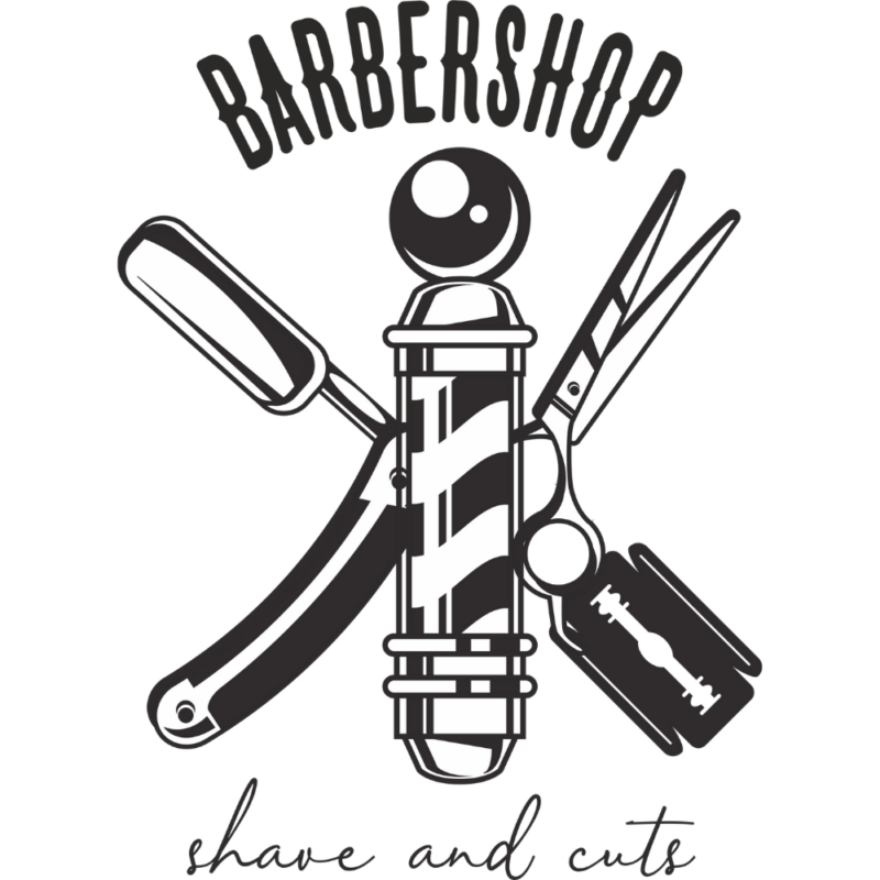 Barber Shop Barber Pole Razor Scissors Business Salon Wall Decal