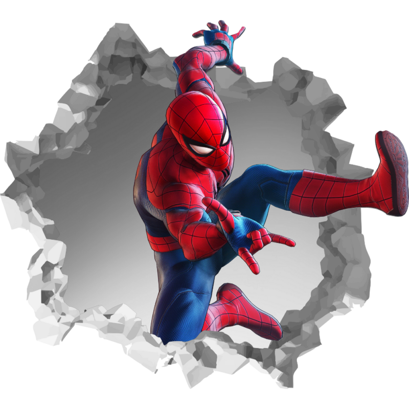 Spiderman 3D Wall Break Wall Decal Kids Room